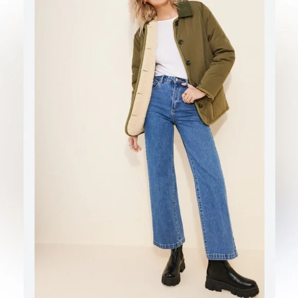 Free people Arnelle Teddy Reversible Olive Green Quilted Jacket size M NWOT